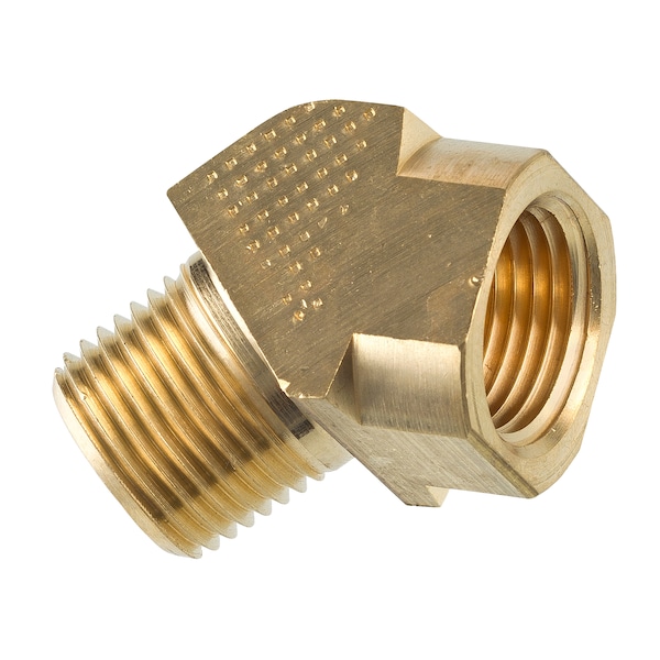 Ags Brass 45Deg. Street Elbow, Male (3/8-18 NPT), Female (3/8-18 NPT), 1/bag PTF-71B - main